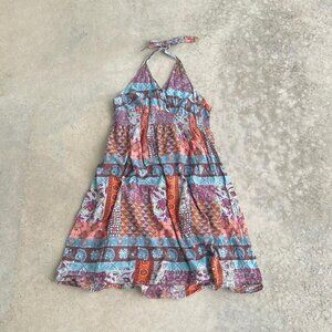 Vintage Halter Dress No Boundaries Boho Mini Dress Halter Ties XS-Small Y2K